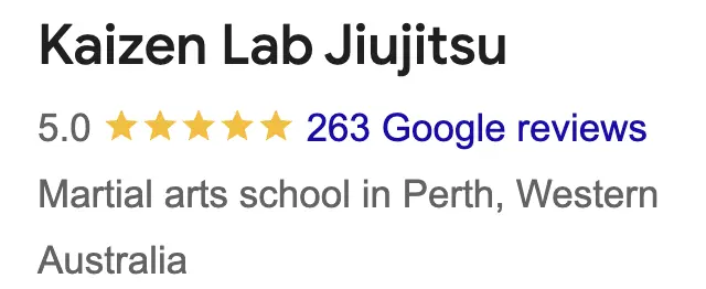 Kaizen Lab Jiujitsu has a 5.0 rating from 263 Google reviews